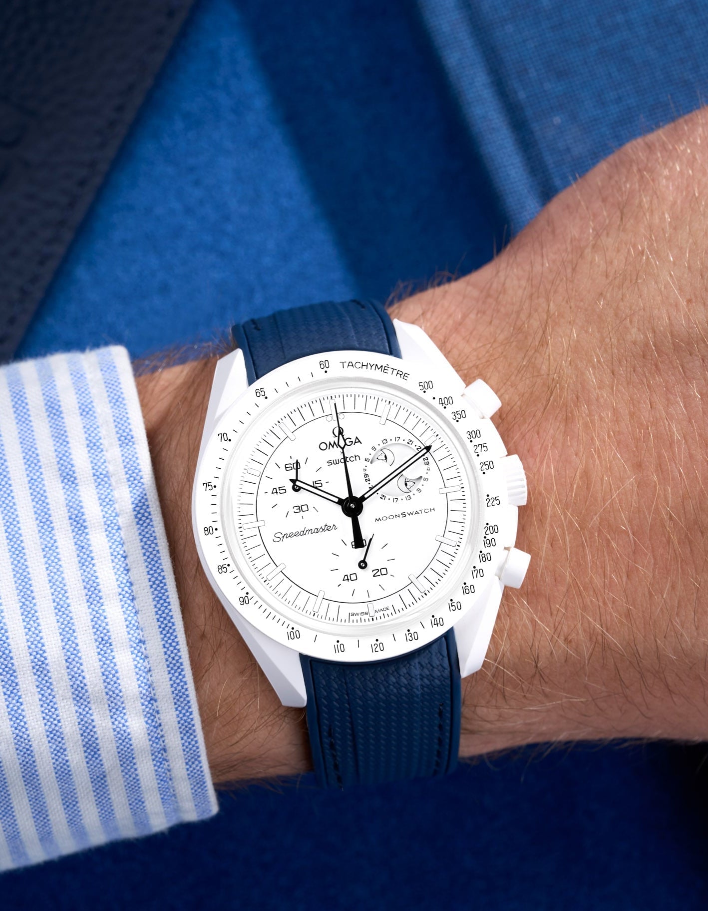 Rubber strap with stitching For omega swatch