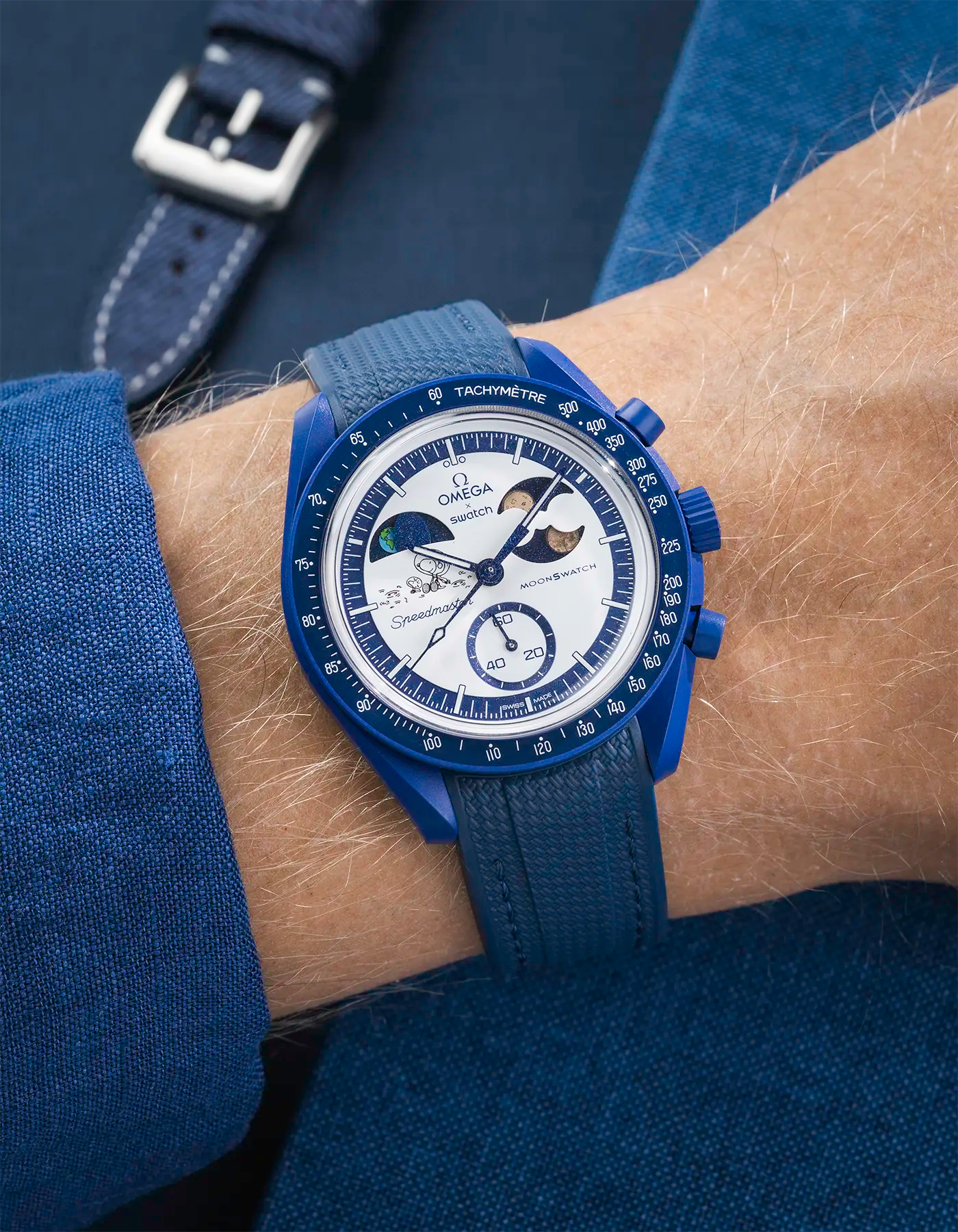 Rubber strap with stitching For omega swatch